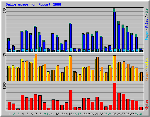 Daily usage for August 2008