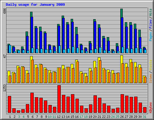 Daily usage for January 2009