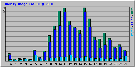 Hourly usage for July 2008