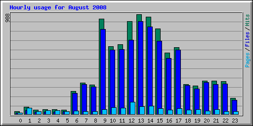 Hourly usage for August 2008