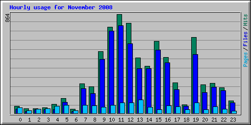 Hourly usage for November 2008
