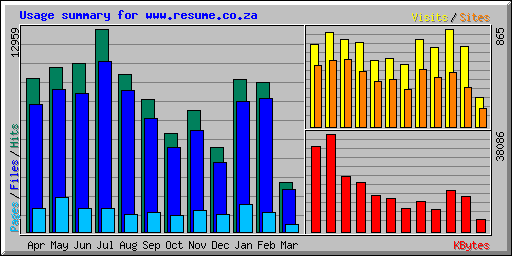 Usage summary for www.resume.co.za
